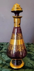 Antique Early 1900's Spanish Hand Blown Amethyst Glass + Gold for Absinthe - Picture 1 of 11