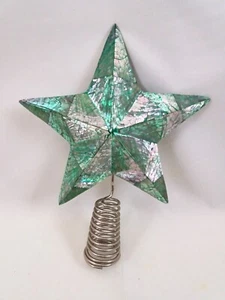 GORGEOUS! 11 inch Star Christmas Tree Topper Aqua Blue Nautical Beach Iridescent - Picture 1 of 6