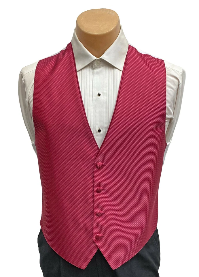 Men's Flow Formals Raspberry Tuxedo Vest Fullback Wedding Groom Prom Cruise - Image 1 of 4