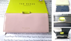 Cartera grande TED BAKER Sig Bobble para mujer de cuero rosa brillante azul marino nueva en caja R£90 - Imagen 1 de 20