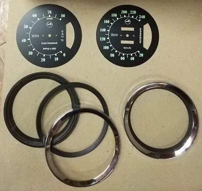 RENAULT ALPINE A110 DIAL STRAPPING, SPEEDOMETER BEZEL AND TACHOMETER - Image 1 of 3