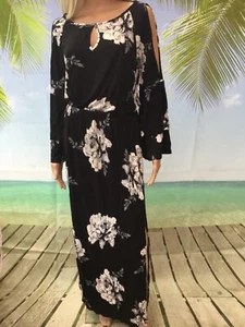 LASCANA Black floral print maxi beach dress UK 14 NWT DEFECT/Damage RRP £58 - Picture 1 of 20