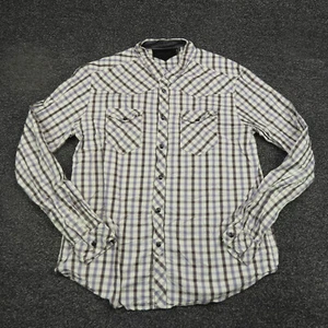 Rogue Shirt Adult XL Beige & Gray Plaid Snap Button Up Long Sleeve Casual Mens - Picture 1 of 7