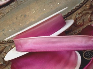 vintage ribbon rayon acetate wire pink plum 5/8"- 2" ombre 1yd made in France - Picture 1 of 3