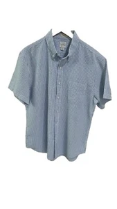 J. Camisa para hombre Crew blanca-azul a rayas informal con cuello abotonado grande como nueva - Imagen 1 de 21