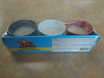 Boxed fabric sealed Tiki Citronella Wax Candle Gift idea New - Image 1 of 4