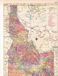 1953 Vintage Idaho State Map / 9x12 Great For Wall Art / 70+ Jahre alt - Bild 1 von 1