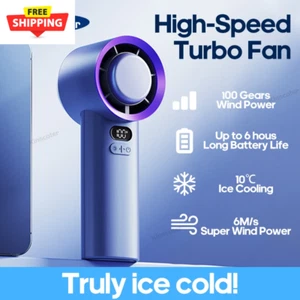Portable Handheld Turbo Fan 100 Wind Speeds Adjustable Mini Personal Fan Battery - Picture 1 of 16