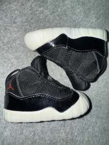 NIKE AIR JORDAN 11 Size 2c Crib Bootie 72-10 BLACK VARSITY RED WHITE - Picture 1 of 5