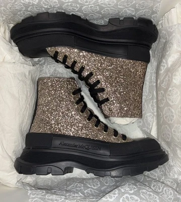 NEW Alexander McQueen Thread Slick Boots in Calico Glitter For Womens Size 7C US - Image 1 of 4