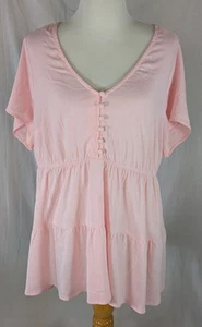 ๐ Torrid NWT Plus 1 1X Peach Blush Ruffle Tiered Babydoll Top Cap Sleeve Charm - Picture 1 of 8