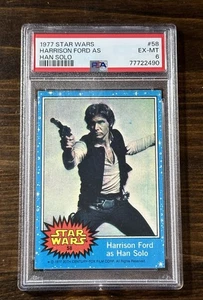 1977 Star Wars HARRISON FORD as HAN SOLO Blue Border Card 58 PSA 6 - Picture 1 of 3