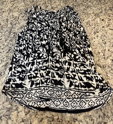 Blusa para mujer Lucky Brand estampada en blanco y negro talla L Foto 1 de 4