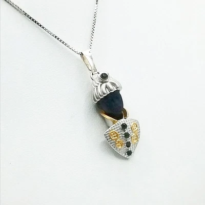 Pendente Moretto Veneziano Argento 925 Artigianale con Spinello Nero - Immagine 1 di 4