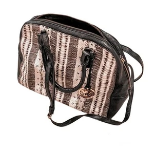 Bolso de Mano Michael Michael Kors SELMA Negro/Blanco Estampado de Serpiente Cuero Cubo - Imagen 1 de 14