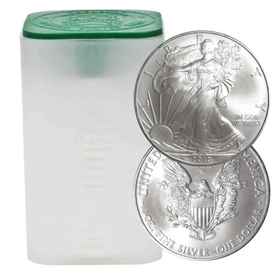 Roll of 20 - 2010 $1 American Silver Eagle 1 oz BU - Image 1 of 3
