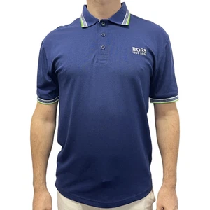 NWT Hugo Boss Polo Shirt With Contrast Logos Color Navy Blue Sz XXL (€65 Retail) - Picture 1 of 7