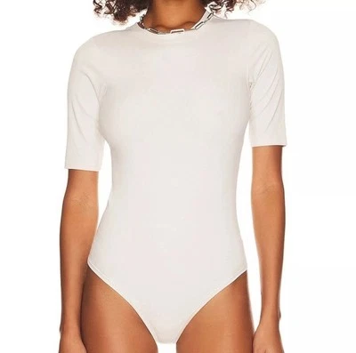 SPANX Suit Yourself Ribbed Short Sleeve Bodysuit in Parchment Plus Size 3x - Image 1 of 4