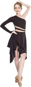 Damen Latein Tanzkleid Latein Kleid Tanz Kostüm Mesh Dance Outfits Bühnen Perfor - Bild 1 von 4