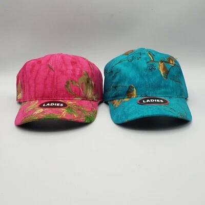 Ladies Mossy Oak Hot Pink Camo & Realtree Xtra colors Teal/Camo Cap Both NWT - Image 1 of 4