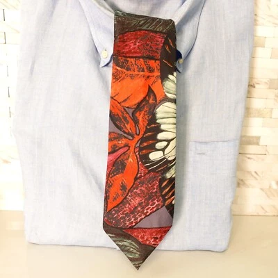 Corbata de cuello Prince Bellini para hombre roja pintura floral artista estilo italiano clásico EE. UU. Foto 1 de 4