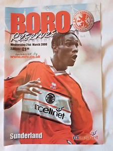 Middlesbrough Reserves v Sunderland Reserves. 21st March 2000. Excellent Cond. - Picture 1 of 1
