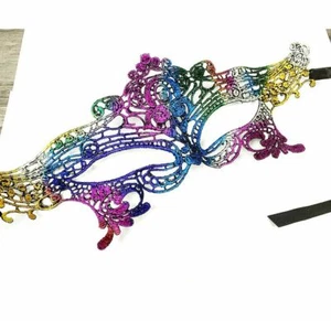 Rainbow Lace Eye Mask Masquerade Ball Fancy Dress Costume Pride Lindo Halloween - Imagen 1 de 1