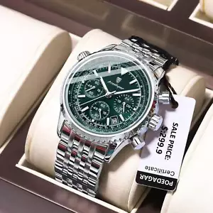 POEDAGAR Orologio Militare di Lusso Uomo Impermeabile Luminoso Data Cronografo Uomo - Foto 1 di 12