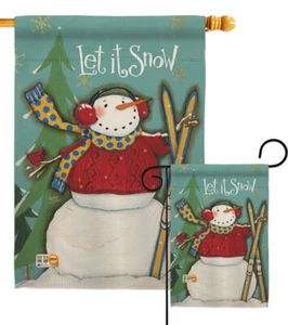Let It Snow Snowman Winter Wonderland Sweater Cardinal Garden House Yard Flag - Picture 1 of 13