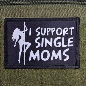 I Support Single Moms Patch Moral Tactical Military Army USA Flag Hook & Loop - Picture 1 of 8