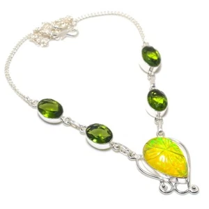 Triplet Opal Gemstone Handmade 925 Sterling Silver Jewelry Necklace Size 18" - Picture 1 of 1