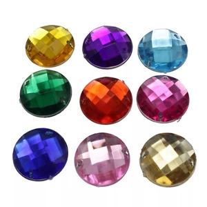 50 Acrylic Faceted Round Flatback Sewing Rhinestone Gems 18mm Sew on beads - Picture 1 of 17