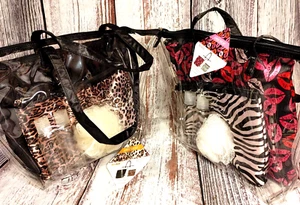 Modella Lot of 2 Machine washable Cosmetic Travel Transparent Bag. 6 PC Women. - Picture 1 of 6