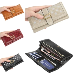Large Capacity Women's Long Wallet Leather Clutch Card Holder Handbag Phone Bag - Picture 1 of 17