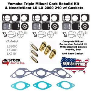 Yamaha GP 1200 1997 Triple Mikuni Carb kit de reconstrucción y aguja/asiento con juntas - Imagen 1 de 12