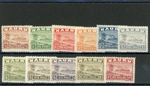 Nauru 1924 Scott# 17-27a Mint og, LH Gazed paper Cover