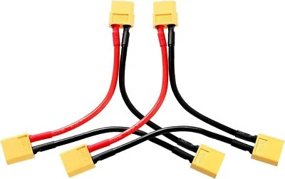 2x XT60 Serial Adapter M/W for 2x Lipo RC Model Making Silicone Yellow/Red - Image 1 of 4