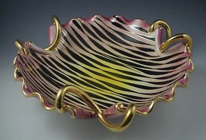 MCM - HOLLYWOOD REGENCY ITALIEN ZEBRA GOLD ROSA GESTREIFT XLARGE MITTELSCHALE  - Bild 1 von 8