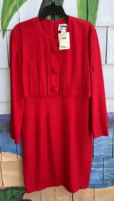 NUEVO Vestido Lois Snyder Dani Max Años 80 Vintage Rojo Power Pasado Hasta la Rodilla Talla 14 Foto 1 de 4