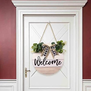 Welcome Sign Front Door Decoration Art Housewarming Gift Door Hanger Door Sign - Picture 1 of 7