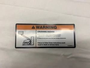 FOR JLG 1703953 DECAL, CRUSH WARNING - Picture 1 of 1