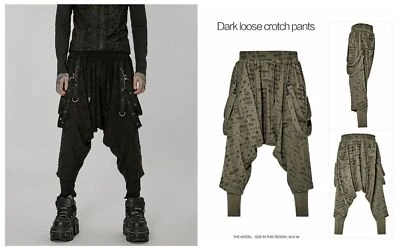 Punk Rave Broken Hole Knitted Loose Crotch Pants Wasted Earth Style Harem Pants - Image 1 of 4