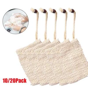 Paquete de 10/20 bolsas de jabón de sisal natural bolsa de jabón exfoliante soporte para piel EE. UU. - Imagen 1 de 10