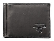 Jacksonville Jaguars RFID Blocking Shield Black Leather Moneyclip Wallet