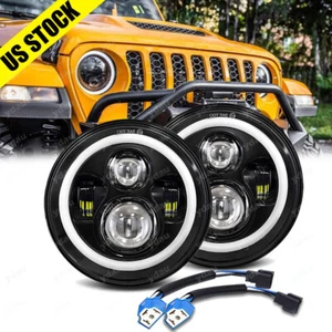 7 Inch Led Black Headlights for Jeep Wrangler Jk Tj Lj Hi/lo Beam with Drl Amber - Imagen 1 de 9