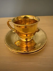 Georgian Homer Laughlin Gold Tea Cups Set Of 1, Extra Saucer Included - Picture 1 of 7