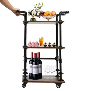 Bar Rolling Dining Car Trolley Cart Serving Cart Folding Home Cart Storage Glass - Picture 1 of 12