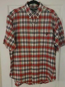 RALPH LAUREN GOLF Tilden manica corta con bottoni rosso logo a quadri grande usato in ottime condizioni - Foto 1 di 5