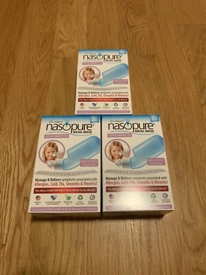 Lote de 3 Kit de Chorro Pequeño Lavado Nasopure 4 OZ 20 Paquetes de Sal Tamaño de Viaje Foto 1 de 3
