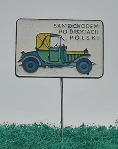 Oldtimer Poland cars, auto car, Samochodem po Drogach Polski, vintage pin, badge - Picture 1 of 2